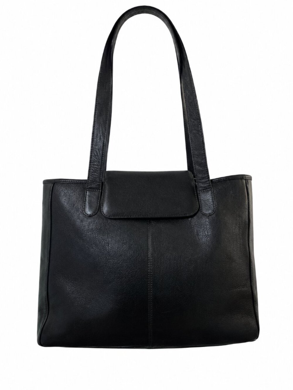 Queros Volare Group Leather Work Tote Laptop Bag Black